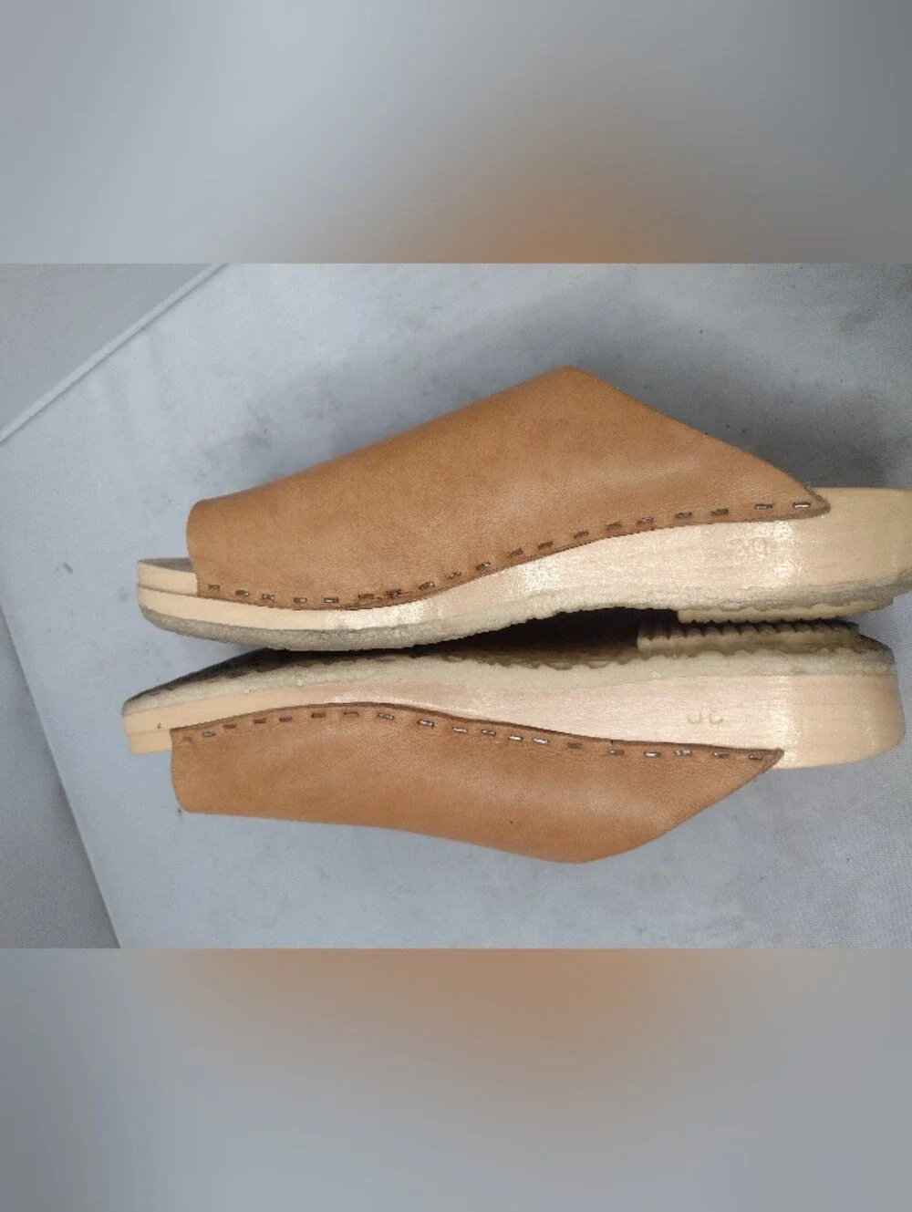 Lauren Manoogian No 6 Leather Womens Eu 39 Sandals Slides Wood Mules Clogs MM